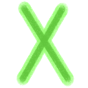 The Elder Furthark rune ᚷ or gebô or gẏfu, in green with a lime green outline